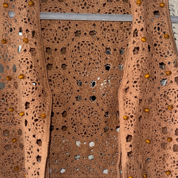 Zara Terracotta Crochet Tie-Front Vest with Wooden Beads - Picture 6 of 6
